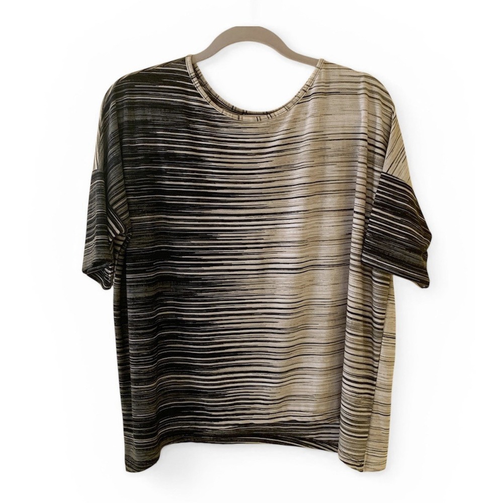 Clara Sun Woo Boxy Top Sz Small Short Sleeve Striped Oversized Stretchy Artsy